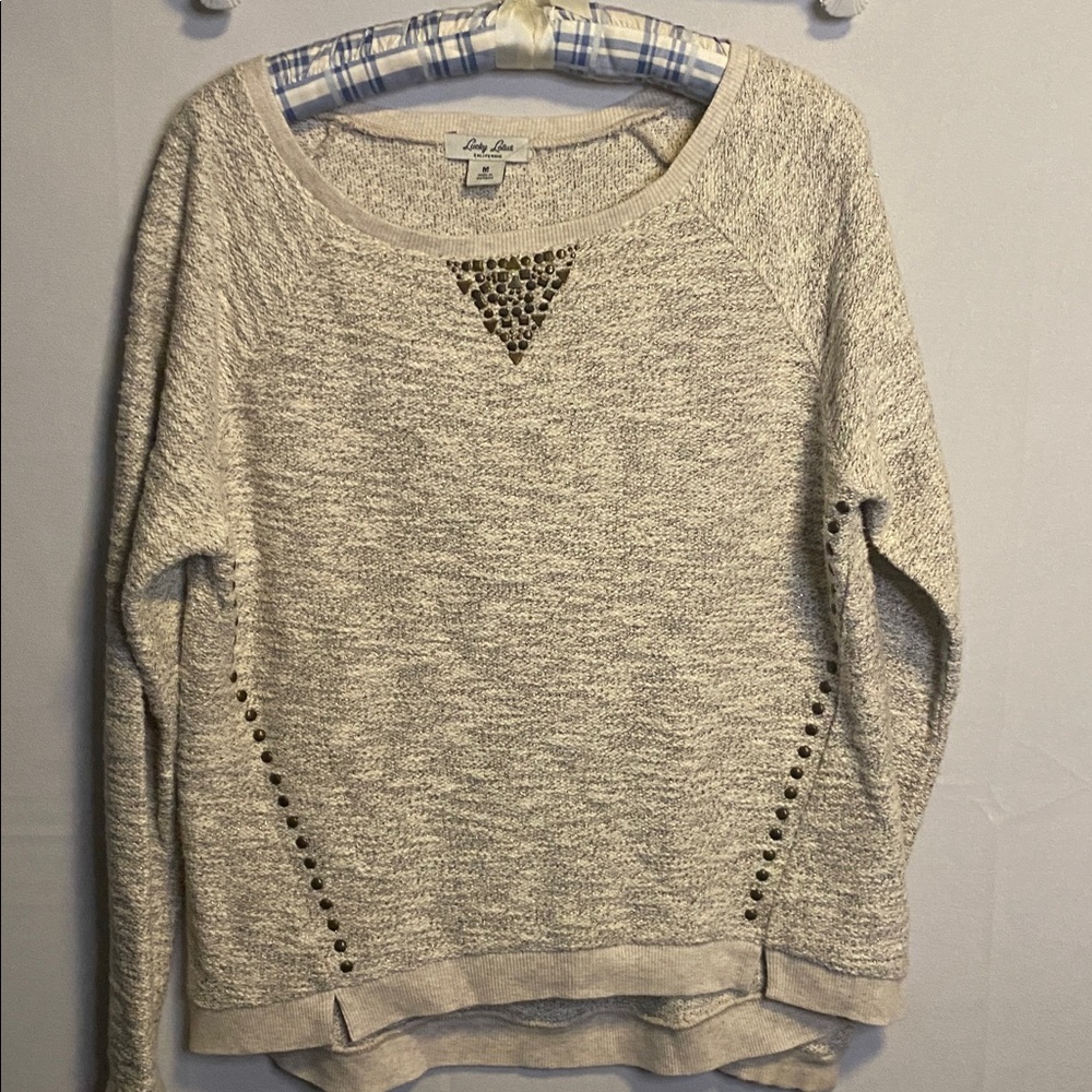 Women's Cream Sweater with Stud Accents